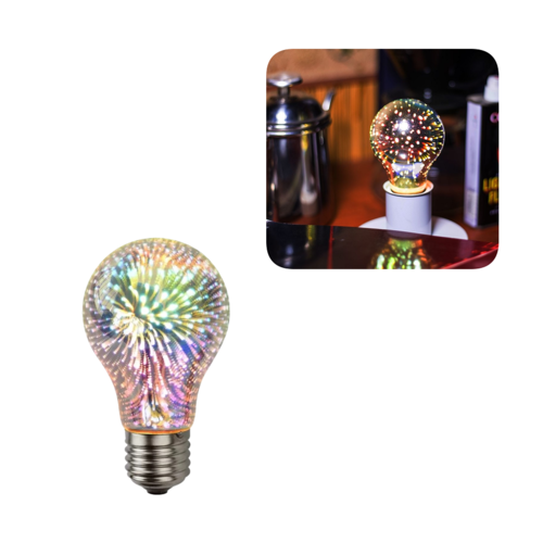 Декоративная 3D лампочка с эффектом фейерверка оптом