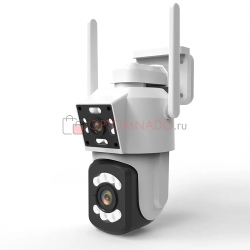 PTZ Wi-Fi камера видеонаблюдения 3 Мп с 2 объективами наружная